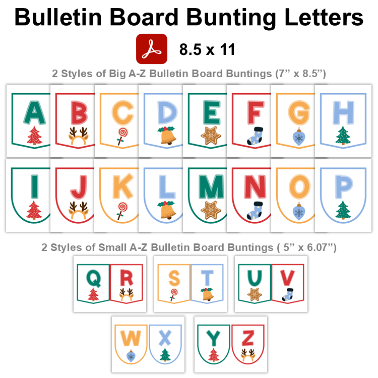 Bulletin Board Bunting Letters - Bright Christmas