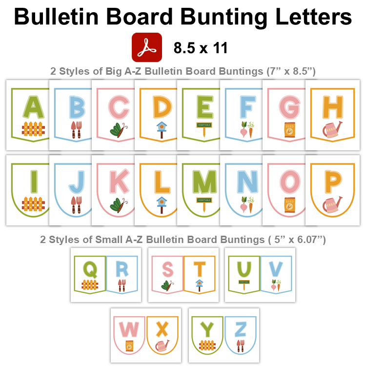 Bulletin Board Bunting Letters - Spring Garden
