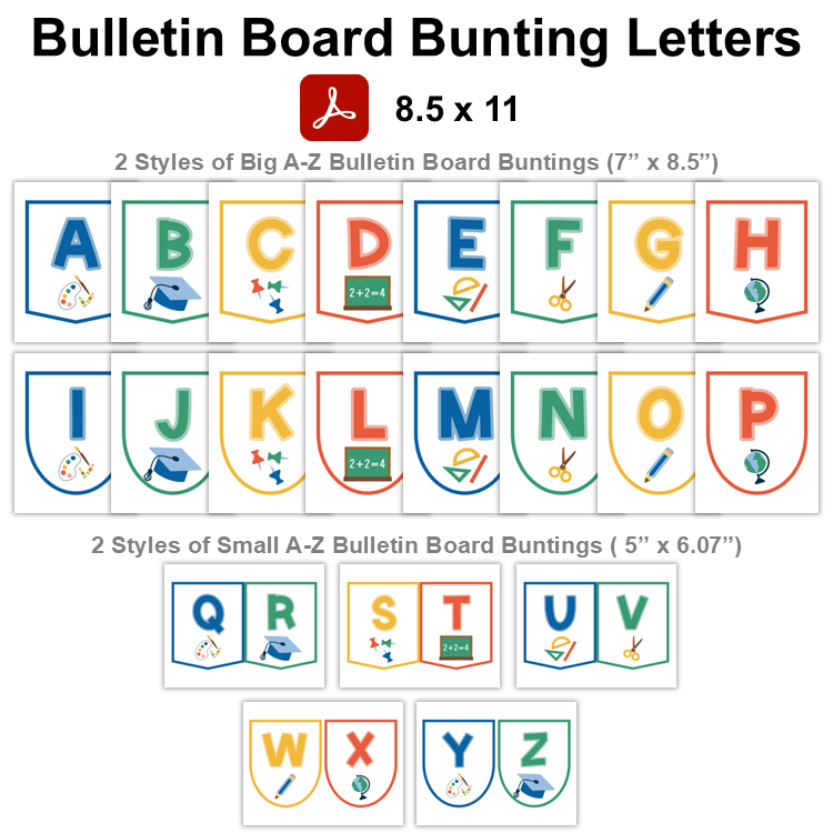 Bulletin Board Bunting Letters  - School Supplies