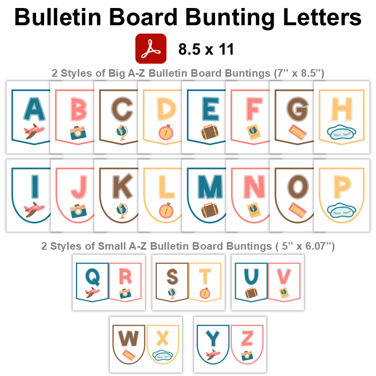 Bulletin Board Bunting Letters - Travel the World