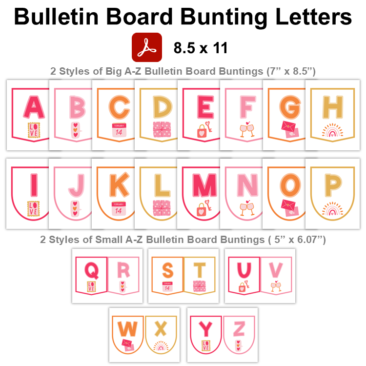 Bulletin Board Bunting Letters  - Pink Valentine