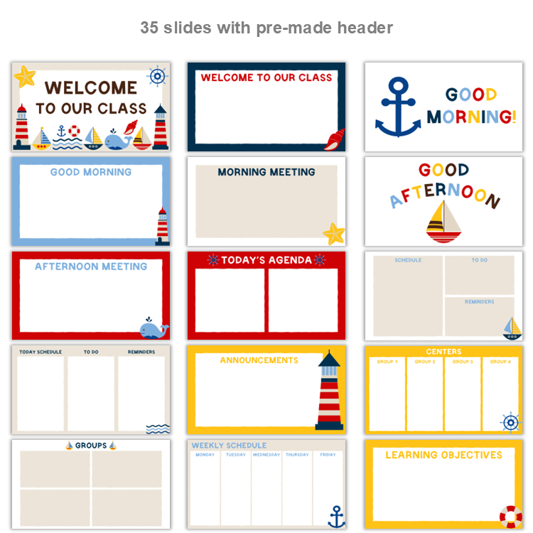 Google Slides Templates Daily Agenda - Nautical | Editable