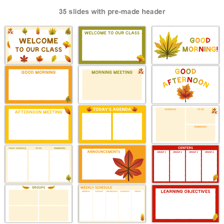Google Slides Templates Daily Agenda - Autumn Leaves | Editable
