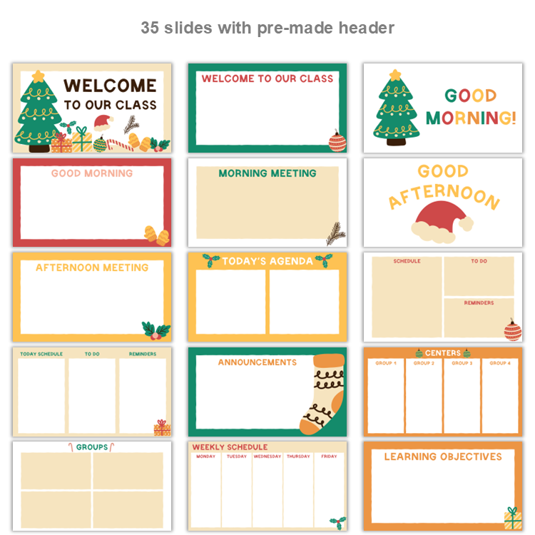 Google Slides Templates Daily Agenda - Cute Christmas | Editable
