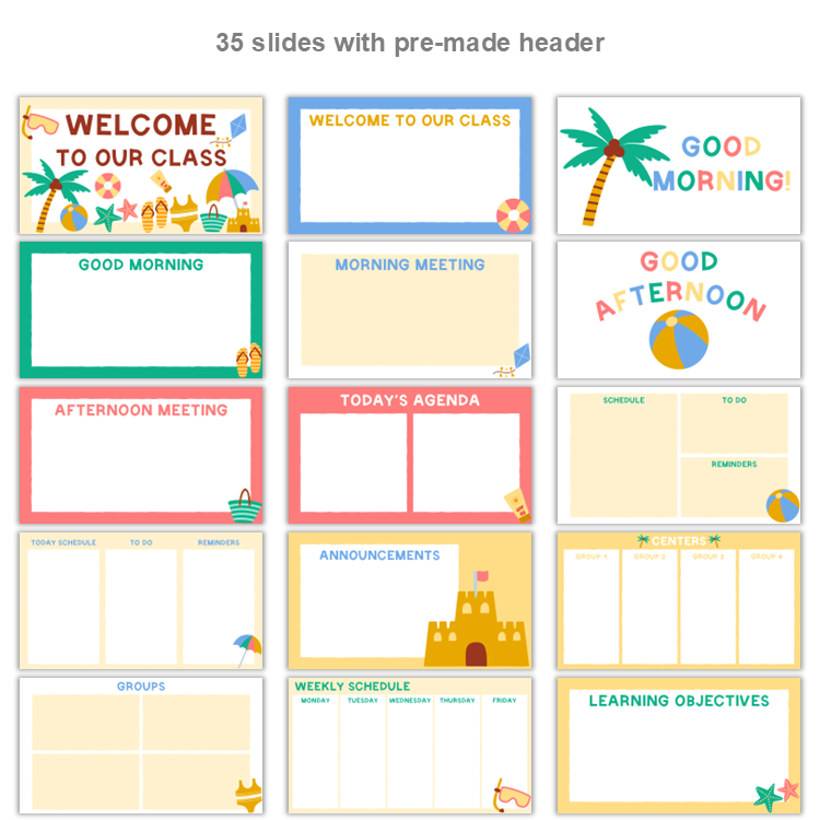 Google Slides Templates Daily Agenda - Summer Beach | Editable