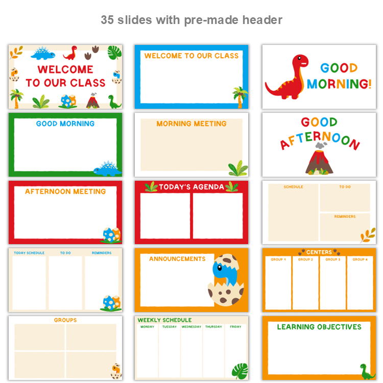 Google Slides Templates Daily Agenda - Cute Dinosaur | Editable