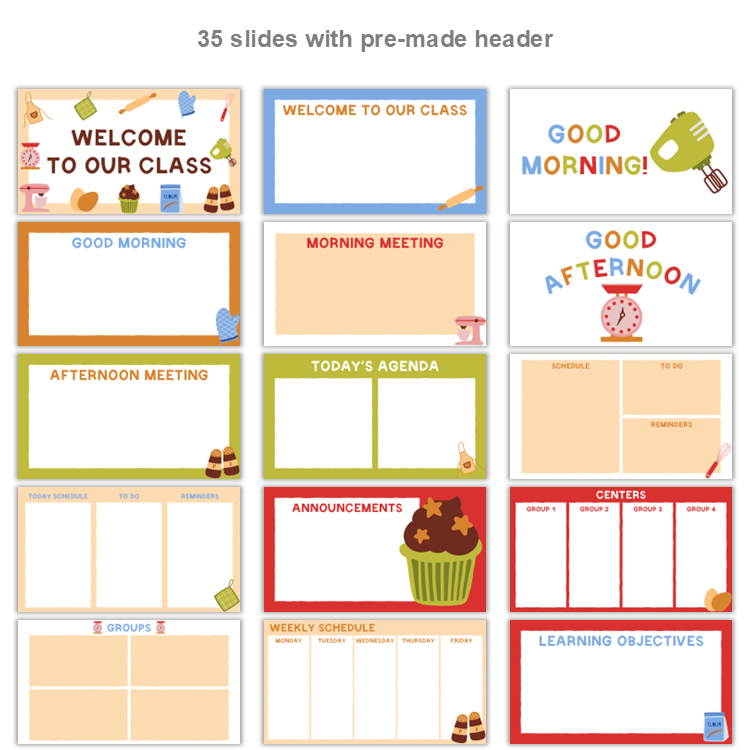Google Slides Templates Daily Agenda - Colorful Baking | Editable