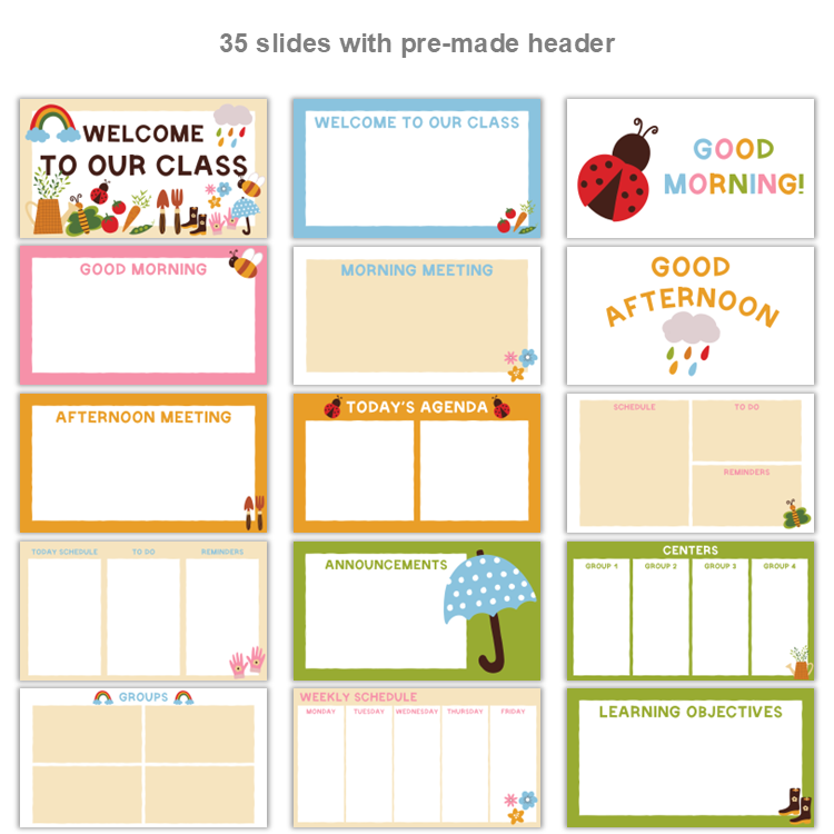 Google Slides Templates Daily Agenda - Colorful Spring | Editable