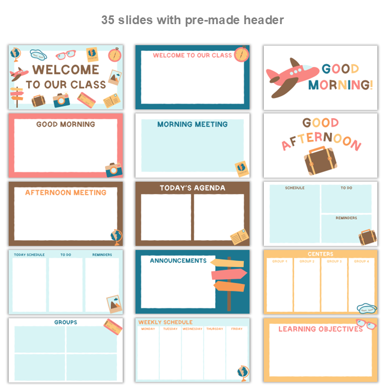 Google Slides Templates Daily Agenda - Travel the World | Editable