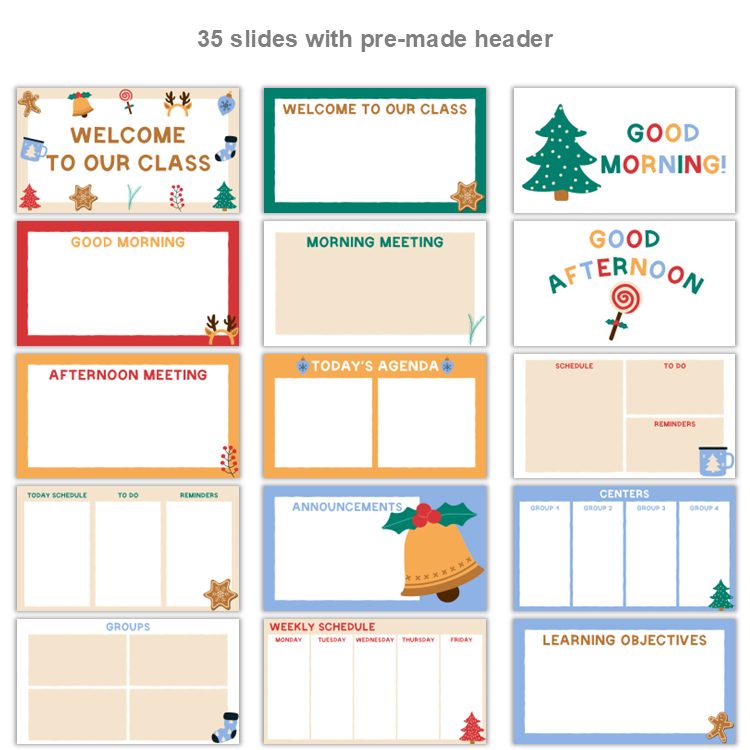 Google Slides Templates Daily Agenda - Bright Christmas | Editable