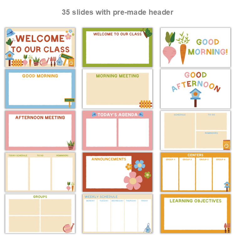 Google Slides Templates Daily Agenda - Spring Garden | Editable