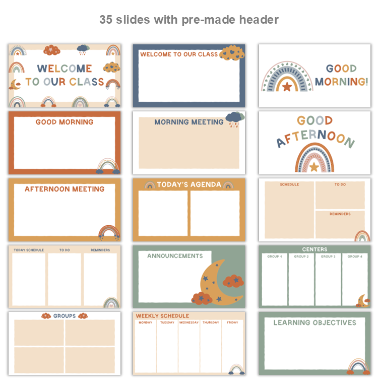 Google Slides Templates Daily Agenda - Neutral Rainbow | Editable