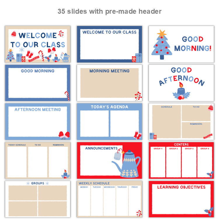 Google Slides Templates Daily Agenda - Blue Winter | Editable