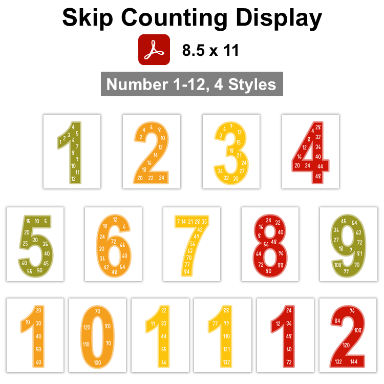 Skip Counting Display - Autumn Leaves