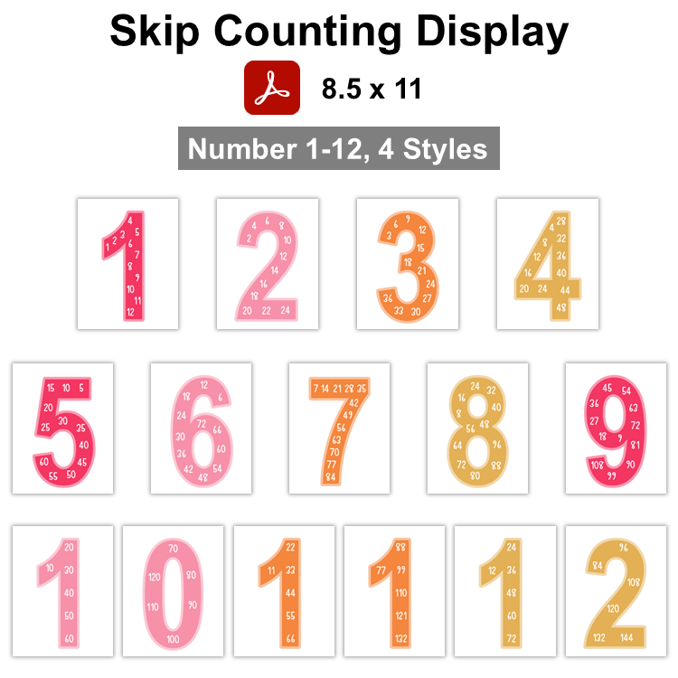 Skip Counting Display - Pink Valentine