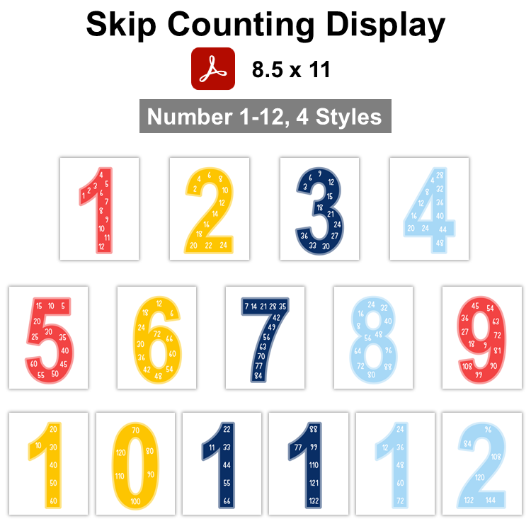 Skip Counting Display - Cute Transportation
