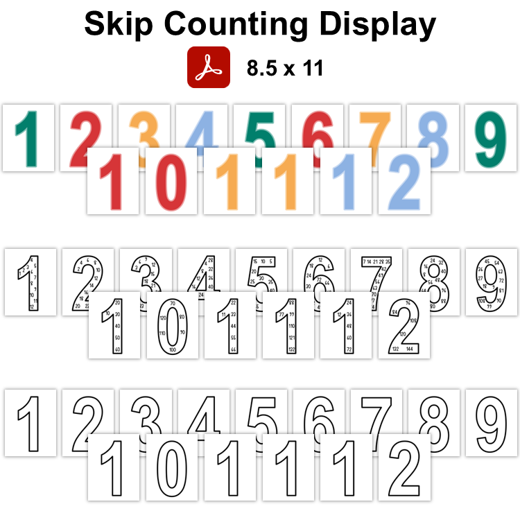 Skip Counting Display - Bright Christmas