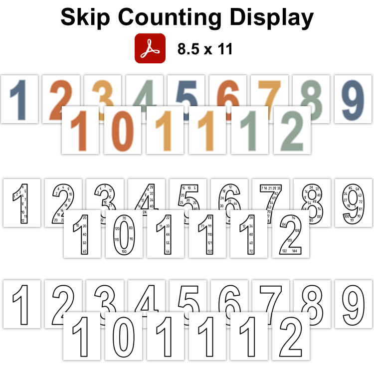Skip Counting Display - Neutral Rainbow