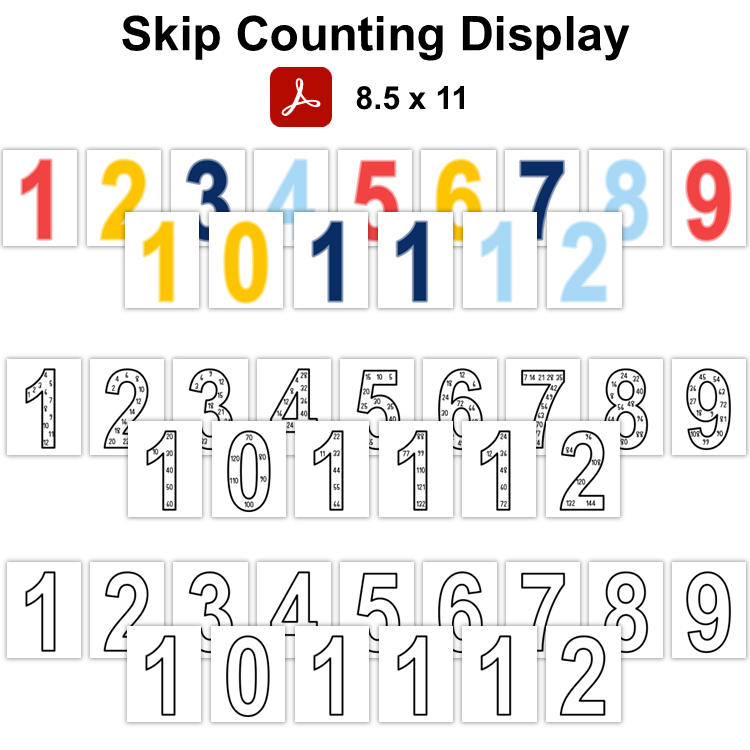Skip Counting Display - Cute Transportation