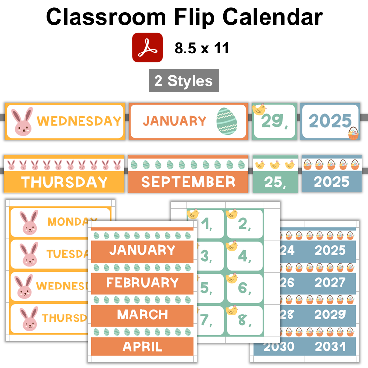 Classroom Flip Calendar - Happy Easter
