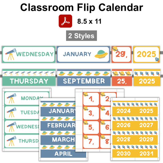Classroom Flip Calendar - Space