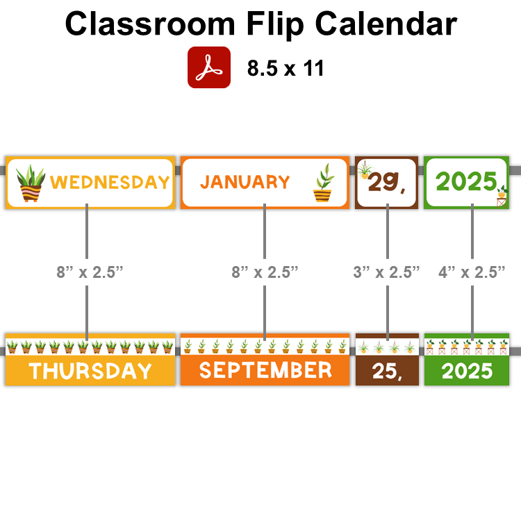Classroom Flip Calendar - Indoor Plants