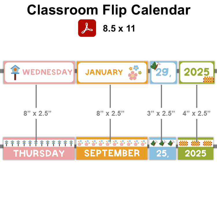 Classroom Flip Calendar - Spring Garden