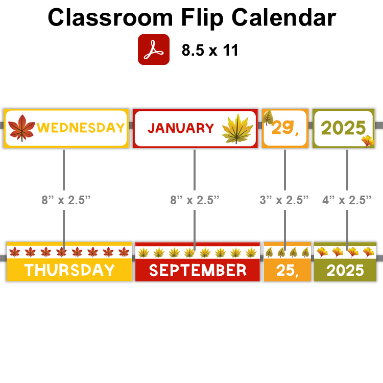 Classroom Flip Calendar - Autumn Leaves