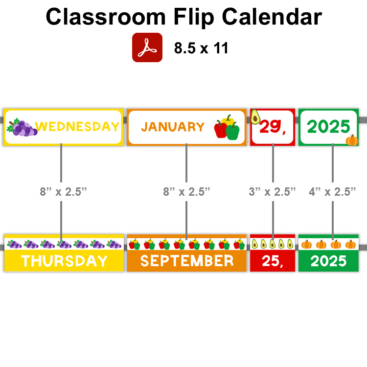 Classroom Flip Calendar - Healthy Eating