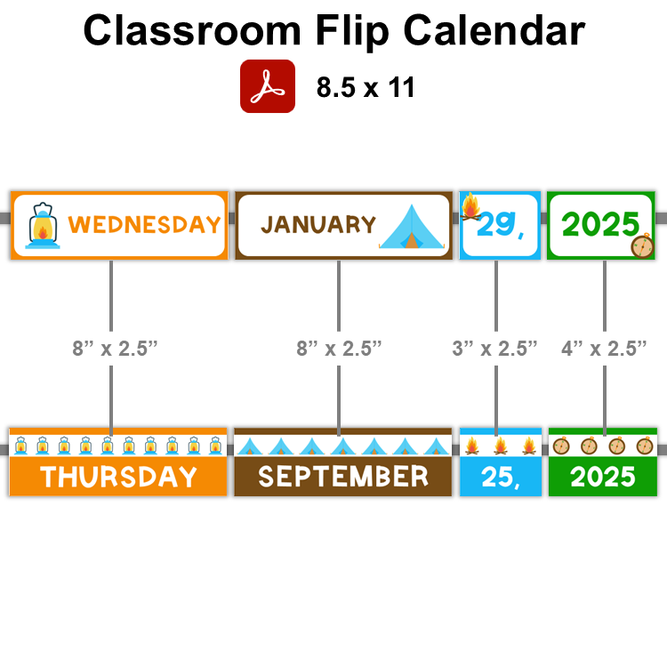 Classroom Flip Calendar - Camping