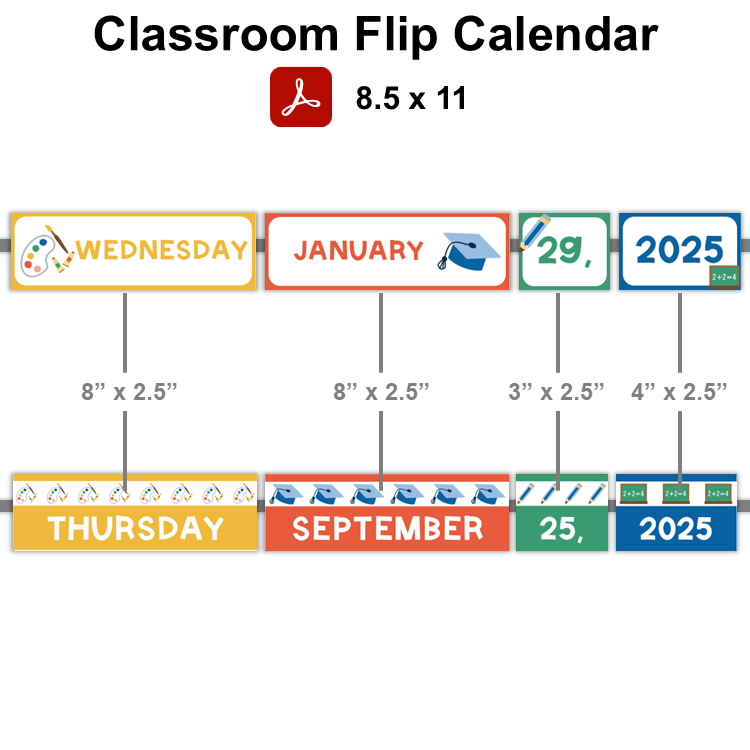 Classroom Flip Calendar - School Supplies