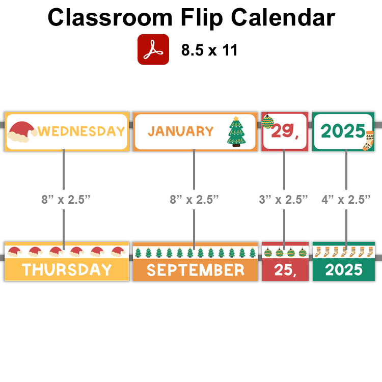 Classroom Flip Calendar - Cute Christmas