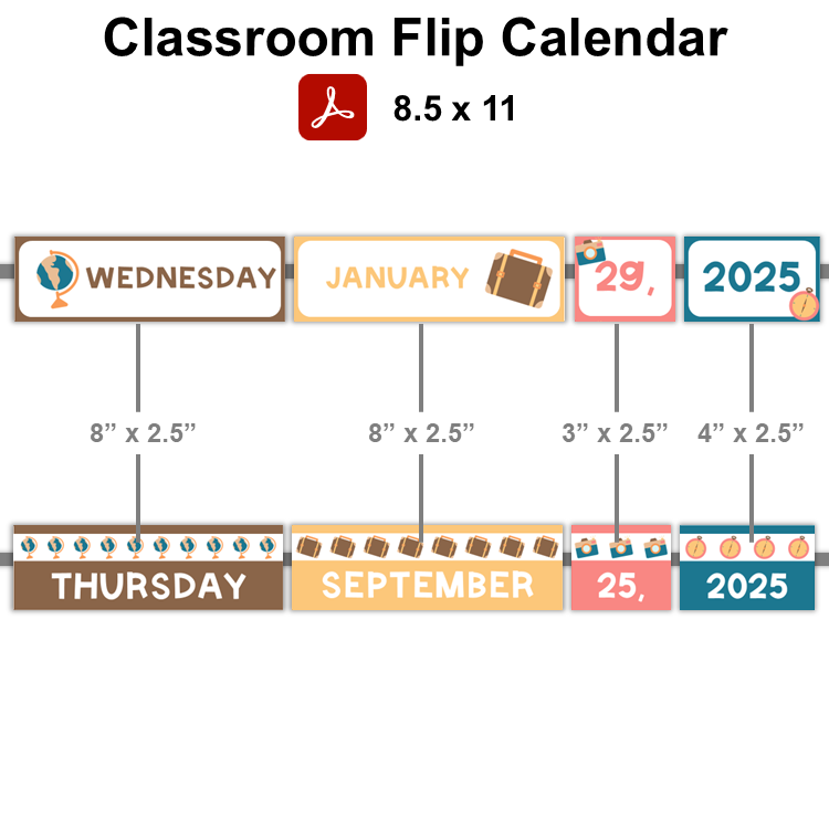 Classroom Flip Calendar - Travel the World