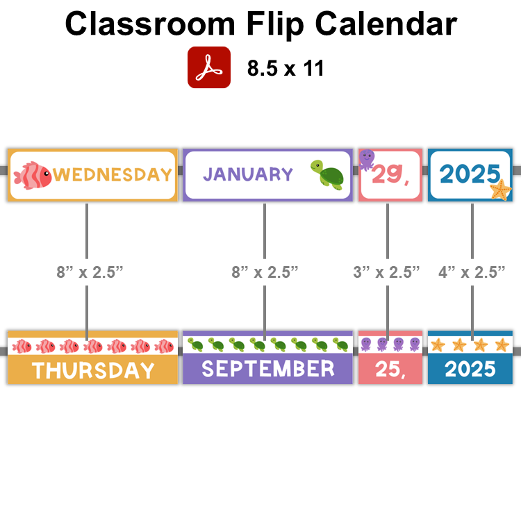 Classroom Flip Calendar - Under the Sea