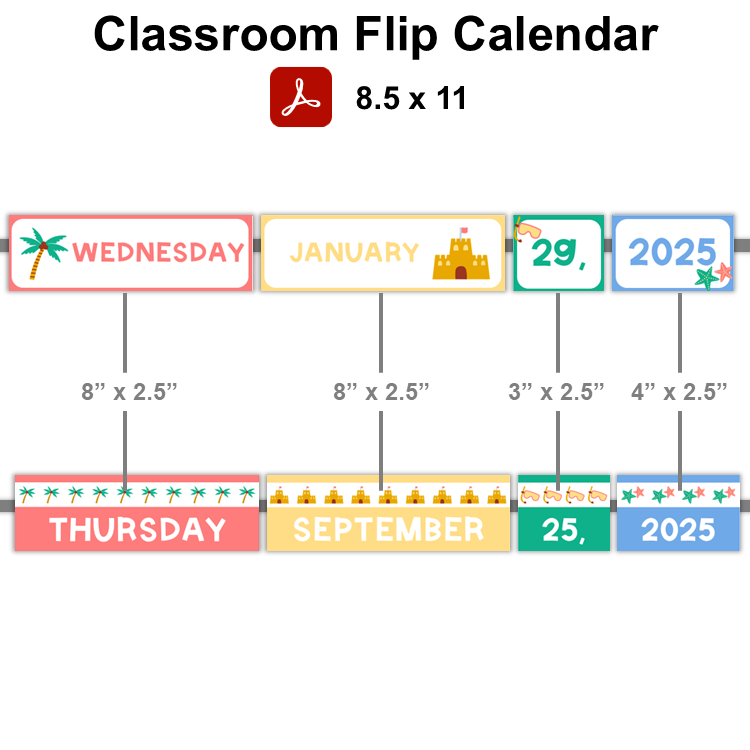 Classroom Flip Calendar - Summer Beach