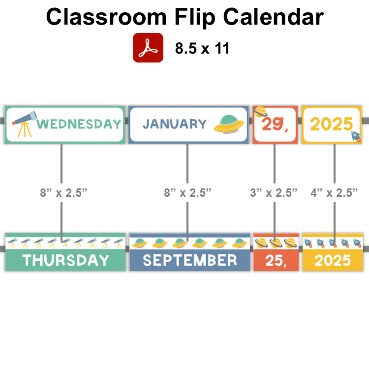 Classroom Flip Calendar - Space