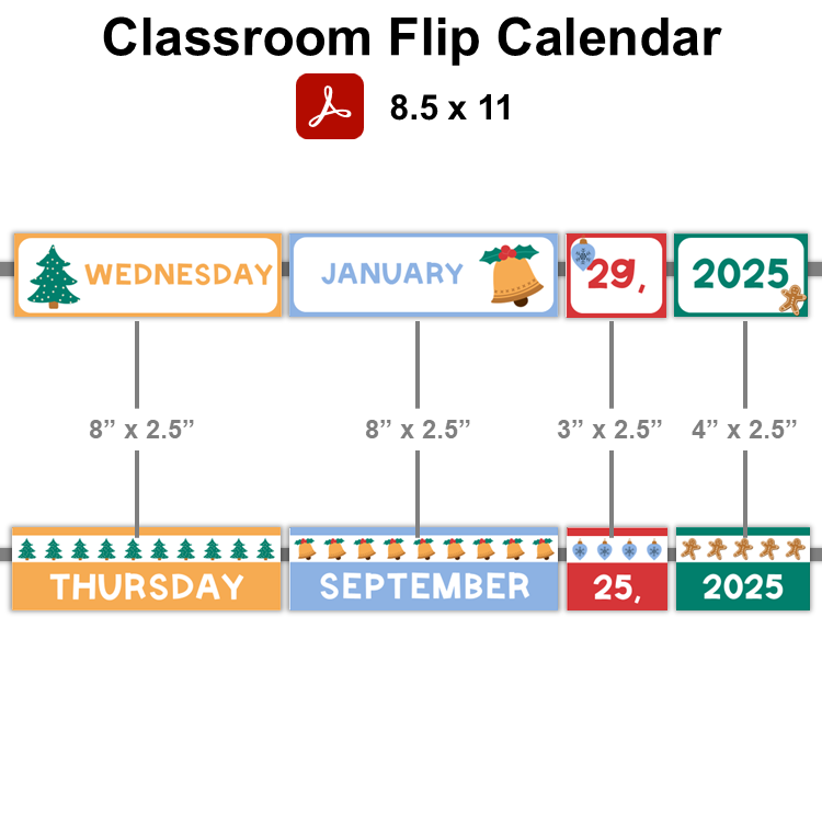Classroom Flip Calendar - Bright Christmas