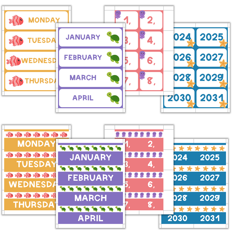 Classroom Flip Calendar - Under the Sea