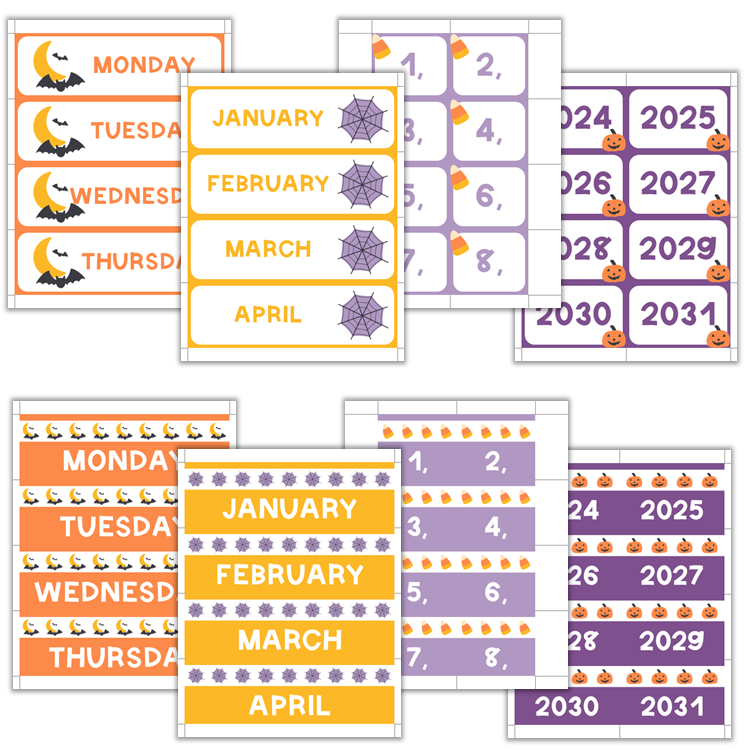 Classroom Flip Calendar - Purple Halloween