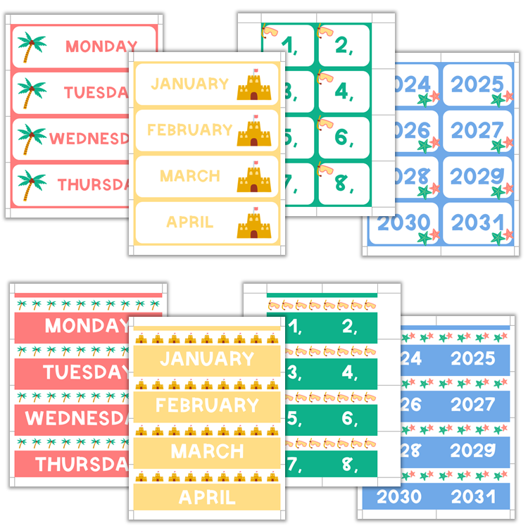 Classroom Flip Calendar - Summer Beach