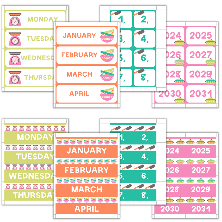 Classroom Flip Calendar - Kitchen Utensils