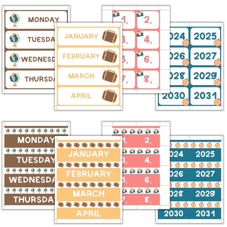 Classroom Flip Calendar - Travel the World