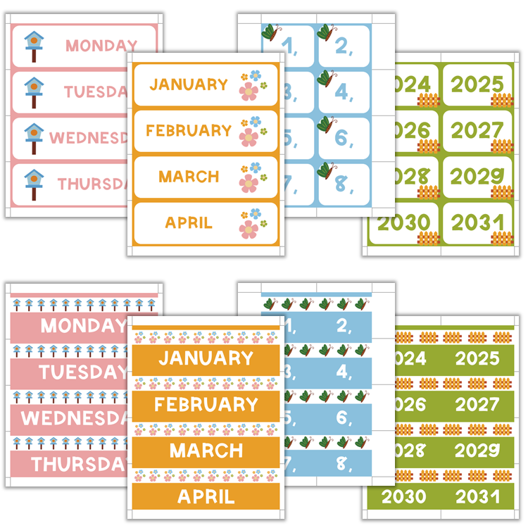 Classroom Flip Calendar - Spring Garden