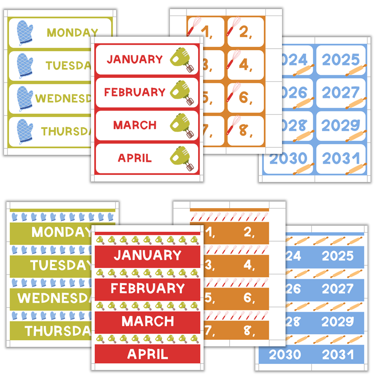 Classroom Flip Calendar - Colorful Baking