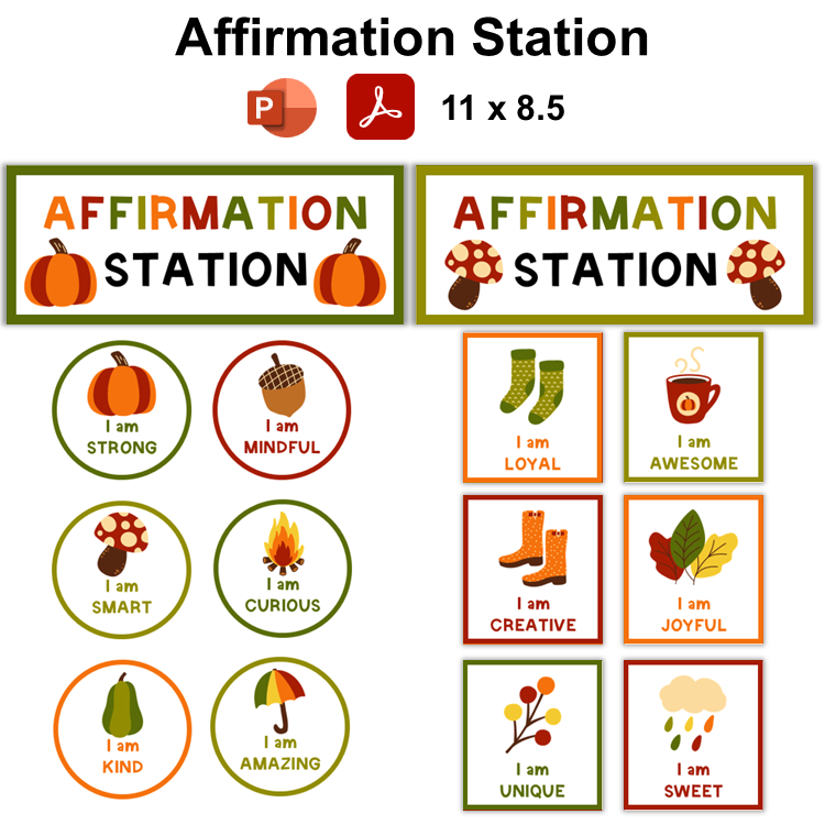 Affirmation Station - Hello Fall | Editable