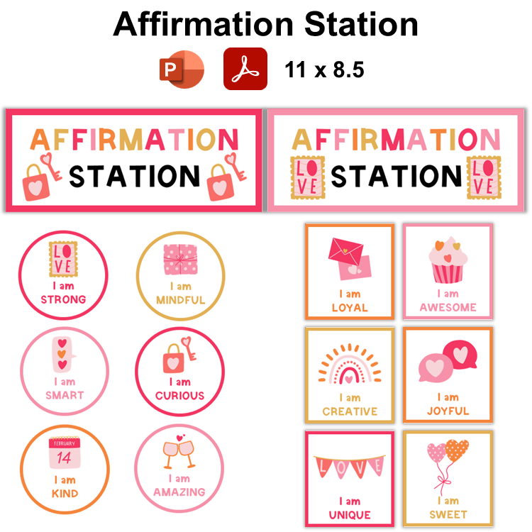 Affirmation Station - Pink Valentine | Editable