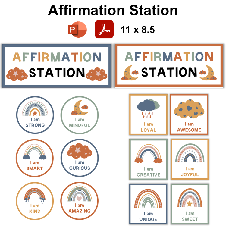 Affirmation Station - Neutral Rainbow | Editable