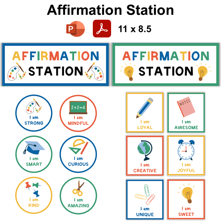 Affirmation Station - School Supplies | Editable