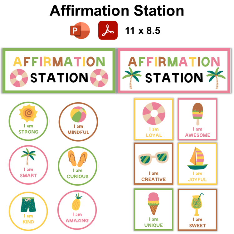 Affirmation Station - Hello Summer | Editable