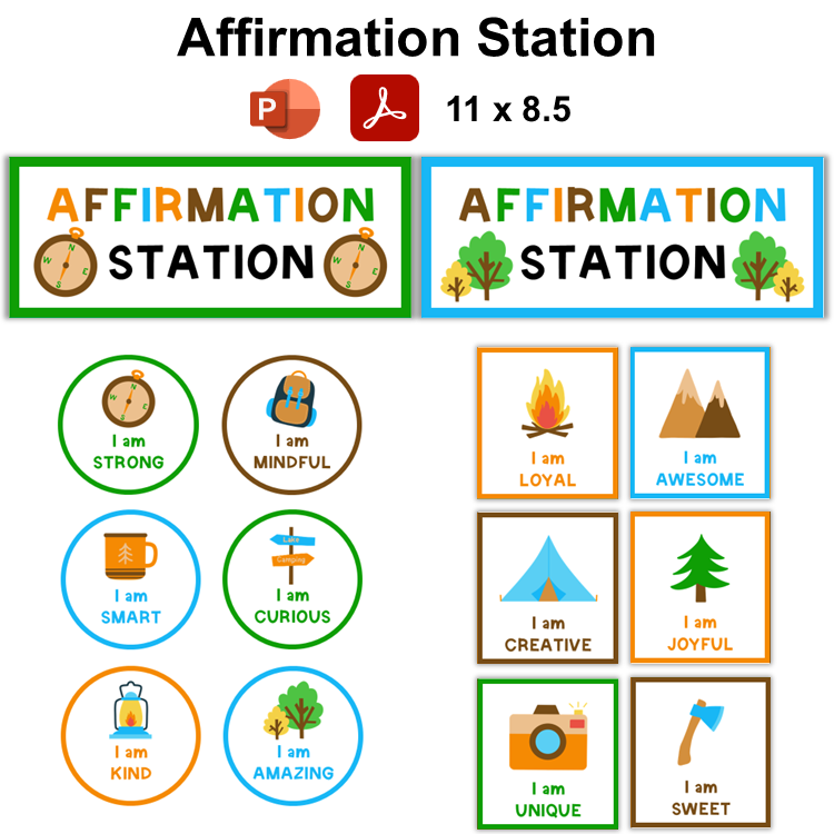 Affirmation Station - Camping | Editable